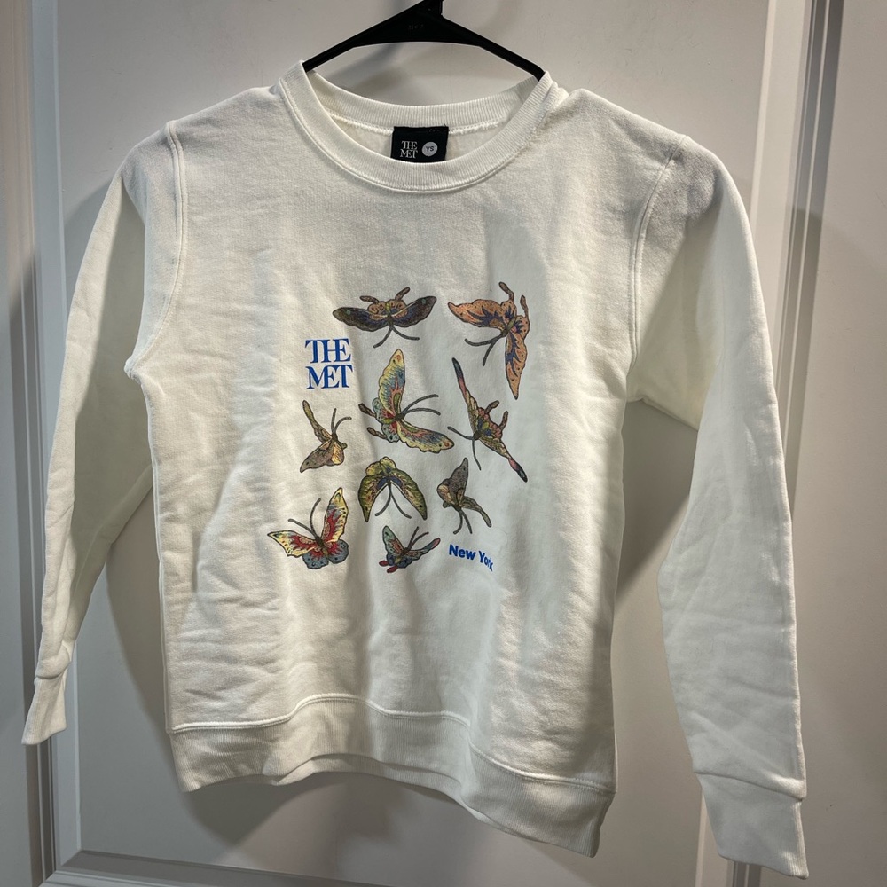 The Met Kids' White Long Sleeve Butterfly Tee Unisex